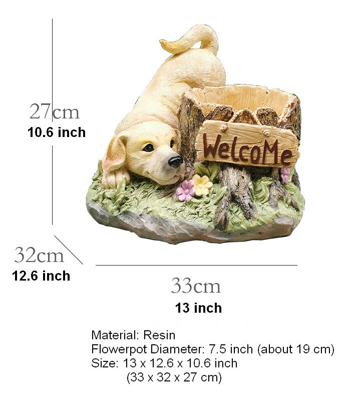 Large Dog Flowerpot, Unique Resin Statue for Garden, Villa Outdoor Decor Gardening Ideas, Creative Modern Statue for Garden Ornaments