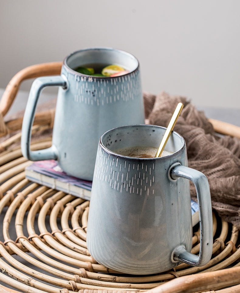 Large Gray Ceramic Coffee Mug, Stoneware Coffee Mugs, 24 oz Large Capacity Coffee Cups, Birthday Gifts, Handmade Pottery Coffee Mug for Sale