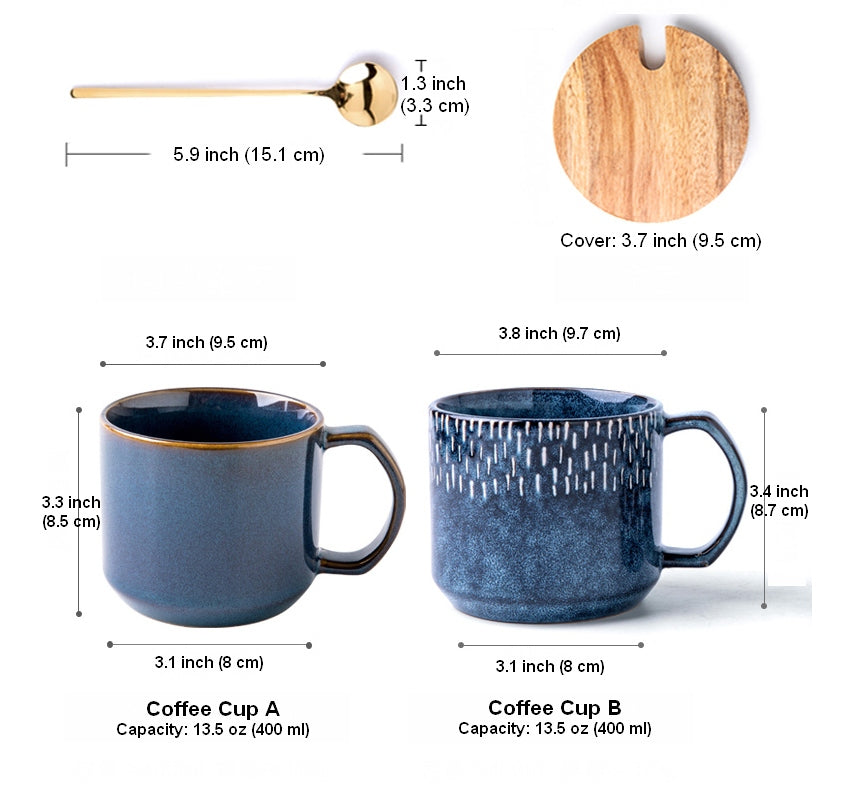 Large Blue Ceramic Coffee Mug, Stoneware Milk Mugs, Large Capacity Coffee Cups, Birthday Gifts, Handmade Pottery Coffee Mug