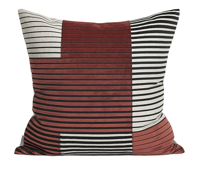 Simple Modern Throw Pillows. Large Red Beige Square Pillows. Modern Throw Pillows for Couch. Decorative Modern Sofa Pillows for Living Room