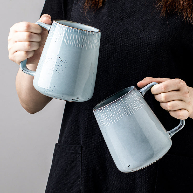 Large Gray Ceramic Coffee Mug, Stoneware Coffee Mugs, 24 oz Large Capacity Coffee Cups, Birthday Gifts, Handmade Pottery Coffee Mug for Sale