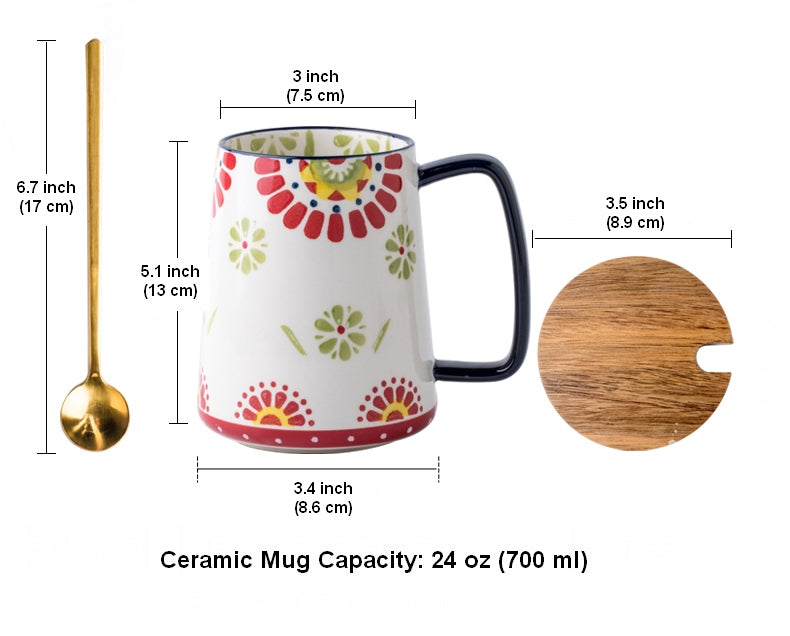 24 oz Large Capacity Coffee Cups, Birthday Gifts, Large Ceramic Coffee Mug with Lid, Stoneware Coffee Mugs, Handmade Pottery Coffee Mug