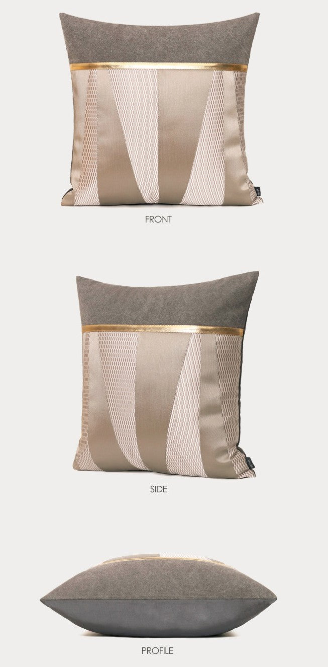 Modern Throw Pillows for Living Room, Decorative Modern Sofa Pillows, Large Golden Gray Modern Pillows, Modern Throw Pillows for Couch