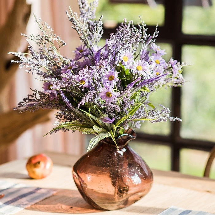 Myosotis Lovegrass, Daisy, Salvia, Beautiful Spring Flower Arrangement  for Living Room, Ctreative Modern Artificial Floral  for Home Decoration