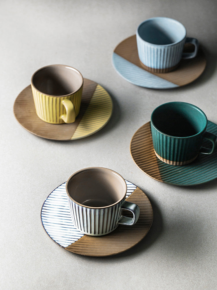 Ceramic Coffee Cups, Coffee Cup and Saucer Set, Pottery Coffee Cups, C –  Grace Painting Crafts