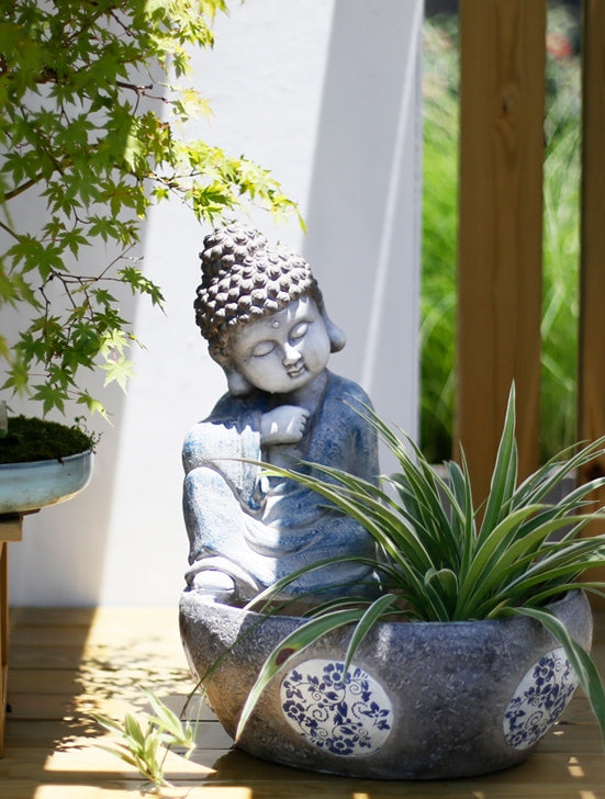Sitting Buddha Flowerpot, Buddha Statue, Garden Decor Ideas, Large Figure Statue for Garden Ornaments, Villa Courtyard Decor, Outdoor Decoration Ideas