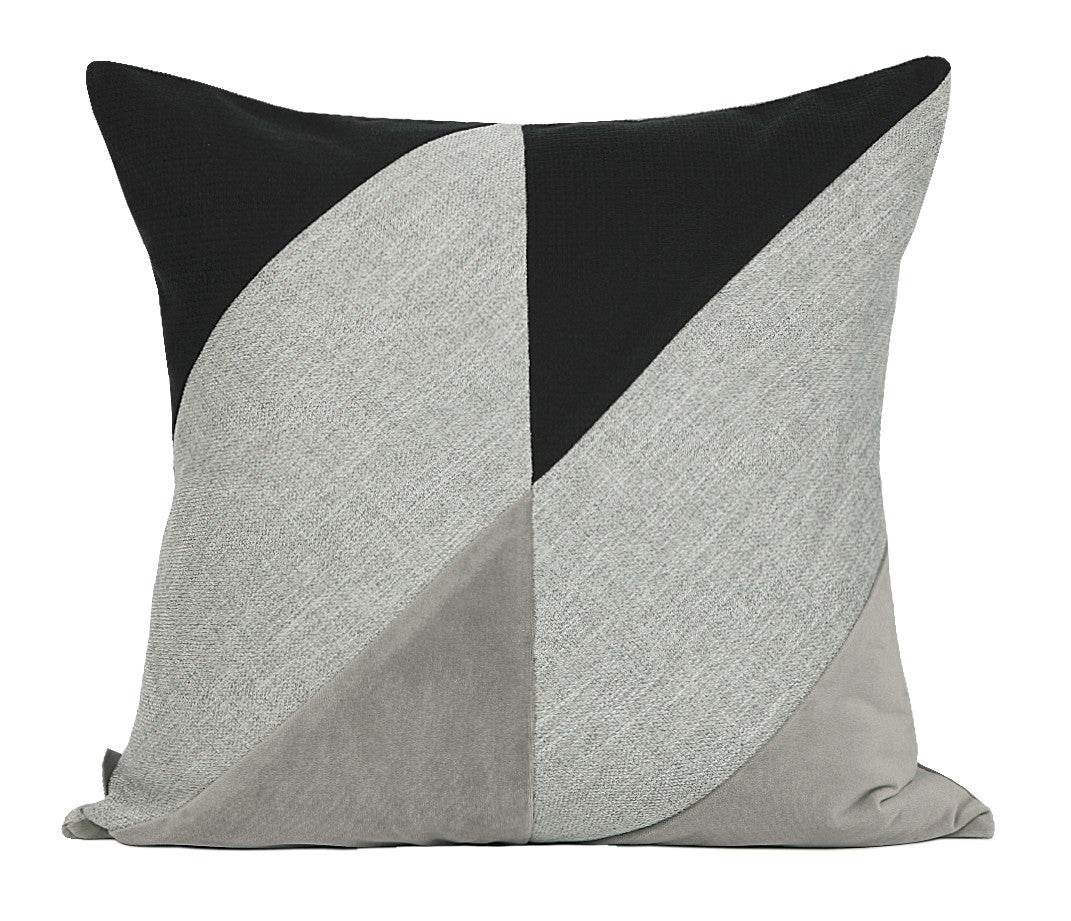 Decorative Modern Sofa Pillows, Large Black Gray Square Pillows, Modern Simple Throw Pillows, Modern Throw Pillows for Couch