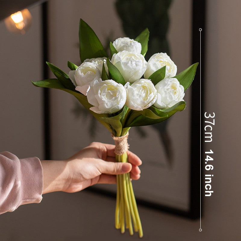 Spring Artificial Floral for Dining Room Table, White Tulip Flowers, Bedroom Flower Arrangement Ideas, Simple Modern Floral Arrangement Ideas for Home Decoration