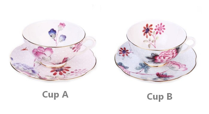 Unique Porcelain Cup and Saucer. Beautiful British Flower Tea Cups. Elegant Ceramic Coffee Cups. Creative Bone China Porcelain Tea Cup Set
