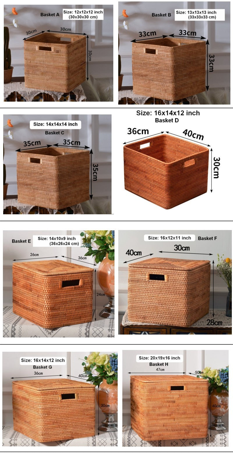 Storage Basket for Shelves, Large Rectangular Storage Basket, Storage Baskets for Kitchen, Woven Storage Basket for Living Room