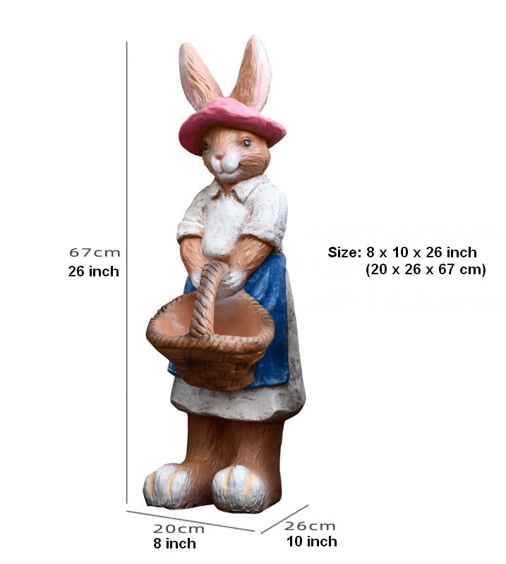 Large Rabbit Statue for Garden, Garden Courtyard Ornaments, Villa Outdoor Decor Gardening Ideas, Bunny Flowerpot, Modern Garden Sculptures