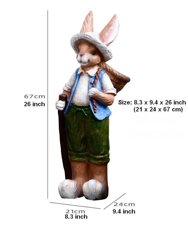 Large Rabbit Statue for Garden, Garden Courtyard Ornaments, Villa Outdoor Decor Gardening Ideas, Bunny Flowerpot, Modern Garden Sculptures