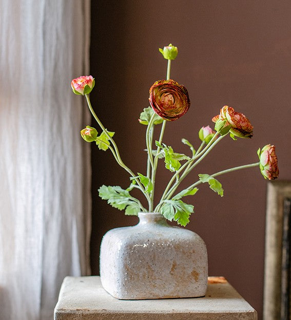 Dining Room Flower Arrangement Ideas, Ranunculus Asiaticus Flowers, Simple Modern Floral Arrangement Ideas for Home Decoration, Spring Artificial Floral for Bedroom