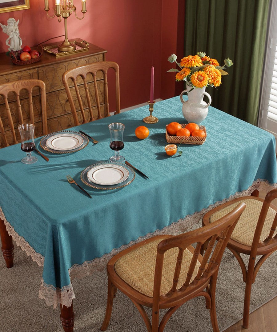 Table Cover for Dining Room Table, Green Lace Tablecloth for Home Decoration, Large Modern Rectangle Tablecloth, Square Tablecloth for Round Table