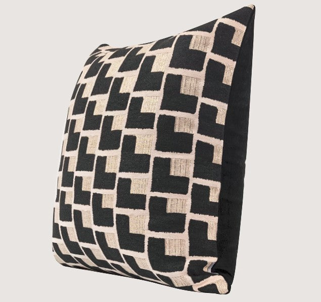 Abstract Contemporary Throw Pillow for Living Room, Black Chequer Modern Sofa Throw Pillows, Large Decorative Throw Pillows for Couch