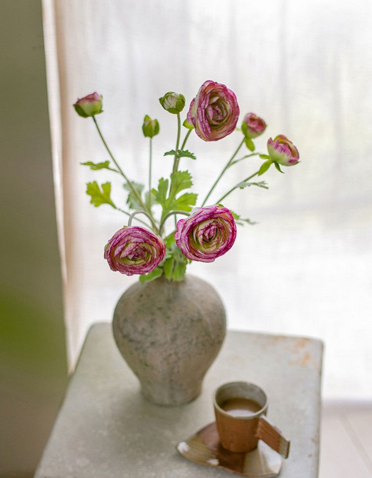 Flower Arrangement Ideas for Dining Room Table, Ranunculus Asiaticus Flowers, Simple Modern Floral Arrangement Ideas for Home Decoration, Spring Artificial Floral for Bedroom