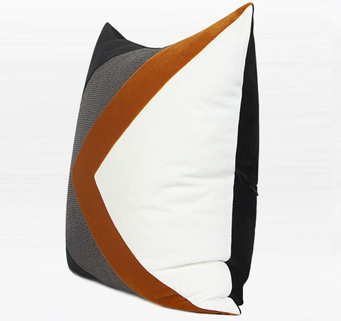 Modern Simple Throw Pillows, Large Orange Gray Black Square Pillows, Modern Throw Pillows for Couch, Decorative Modern Sofa Pillows for Living Room