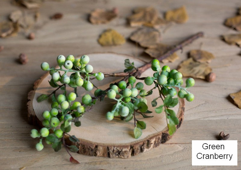 Flower Arrangement Ideas for Living Room. Green Cranberry Fruit Branch. Modern Artificial Flowers for Home Decoration. Spring Artificial Floral for Bedroom