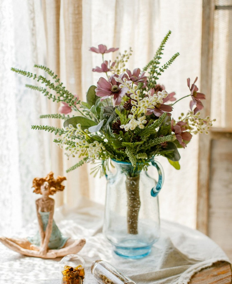 Spring Artificial Floral for Dining Room Table. Bunch of Calliopsis Flowers. Botany Plants. Creative Modern Flower Arrangement Ideas for Home Decoration