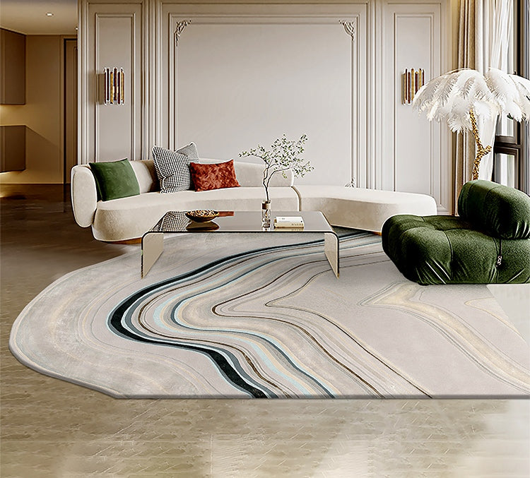 Large Modern Rugs for Living Room, Contemporary Wool Rugs under Dining Room Table, Mid Century Modern Rugs for Bedroom