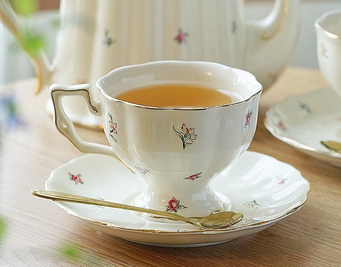 Bone China Porcelain Tea Cup Set, Beautiful British Tea Cups, Traditional English Tea Cups and Saucers, Unique Ceramic Coffee Cups