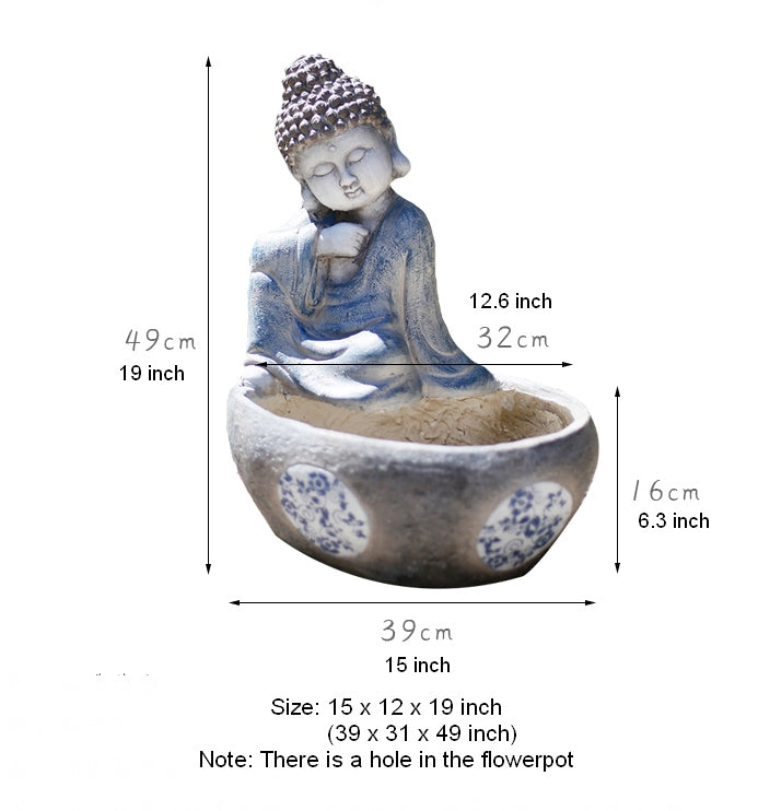 Sitting Buddha Flowerpot, Buddha Statue, Garden Decor Ideas, Large Fig –  Grace Painting Crafts