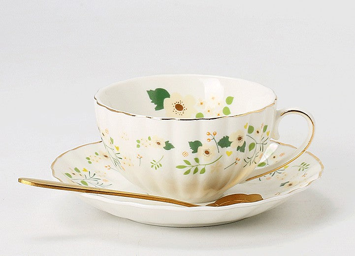 Afternoon Green British Tea Cups, Unique Ceramic Coffee Cups, Creative Bone  China Porcelain Tea Cup Set, Traditional English Tea Cups and Saucers
