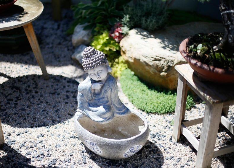 Sitting Buddha Flowerpot. Buddha Statue. Garden Decor Ideas. Large Figure Statue for Garden Ornaments. Villa Courtyard Decor. Outdoor Decoration Ideas