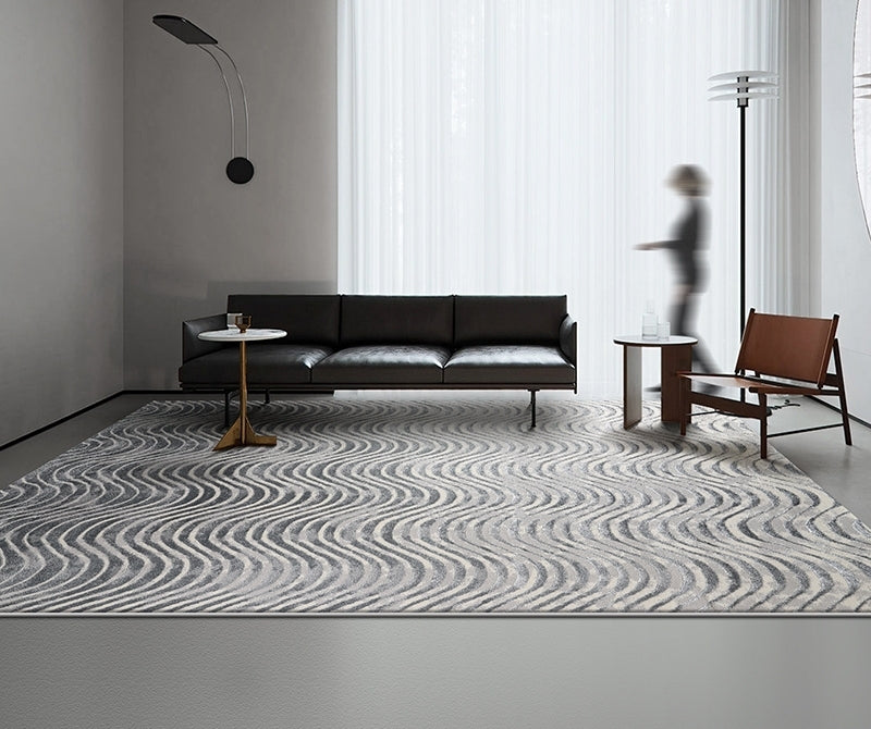 Abstract Modern Rugs for Living Room, Large Grey Modern Area Rugs under Sofa, Dining Room Modern Rugs, Contemporary Modern Rugs for Bedroom