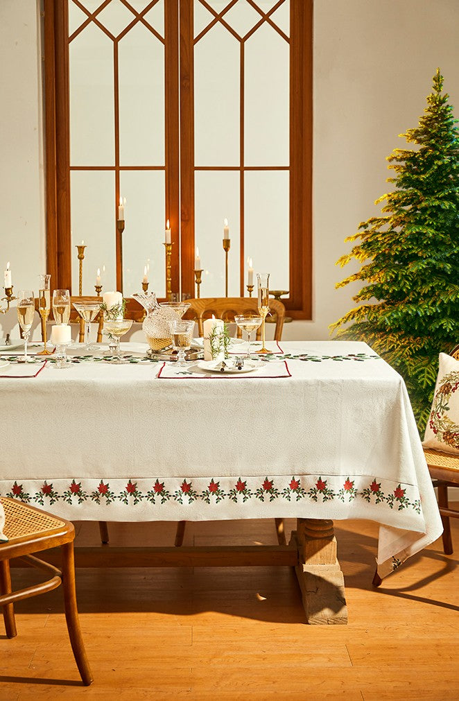 Modern Rectangle Tablecloth for Dining Room Table, Flower Pattern Tablecloth for Home Decoration, Square Tablecloth, Farmhouse Table Cloth, Christmas Tablecloth