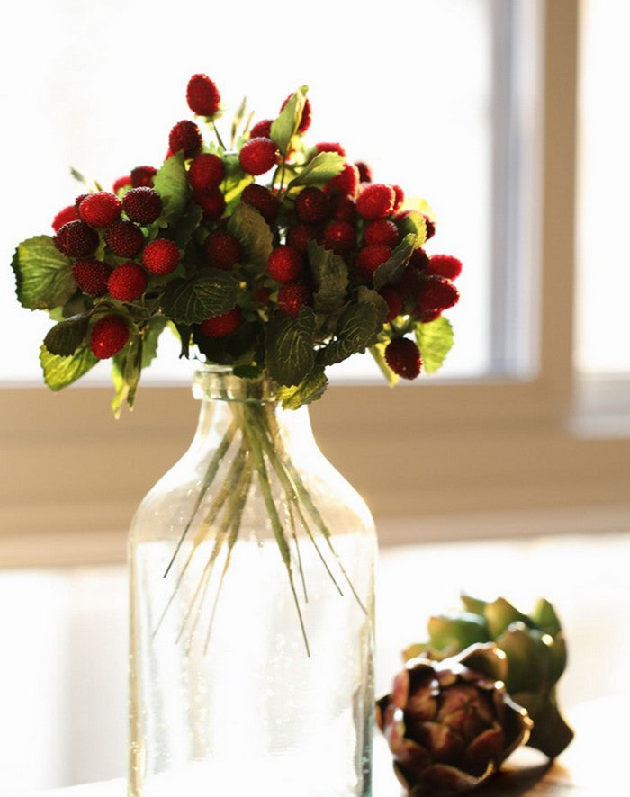 Raspberry Fruit Branch. Flower Arrangement Ideas for Home Decoration. Simple Artificial Flowers for Living Room. Spring Artificial Floral for Dining Room