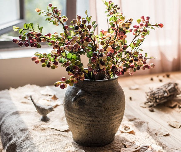 Cranberry in Vase, Fruit Branch, Flower Arrangement Ideas for Living Room, Unique Artificial Flowers for Home Decoration, Spring Artificial Floral for Bedroom