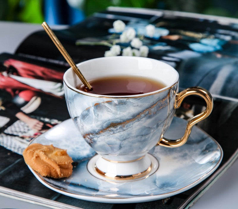 Elegant Purple Ceramic Cups, Unique Coffee Cup and Saucer in Gift Box