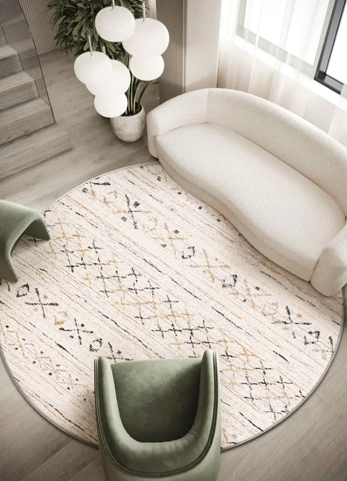 Modern Area Rugs under Coffee Table, Round Contemporary Floor Carpets, Dining Room Modern Round Rugs, Modern Rugs in Bedroom