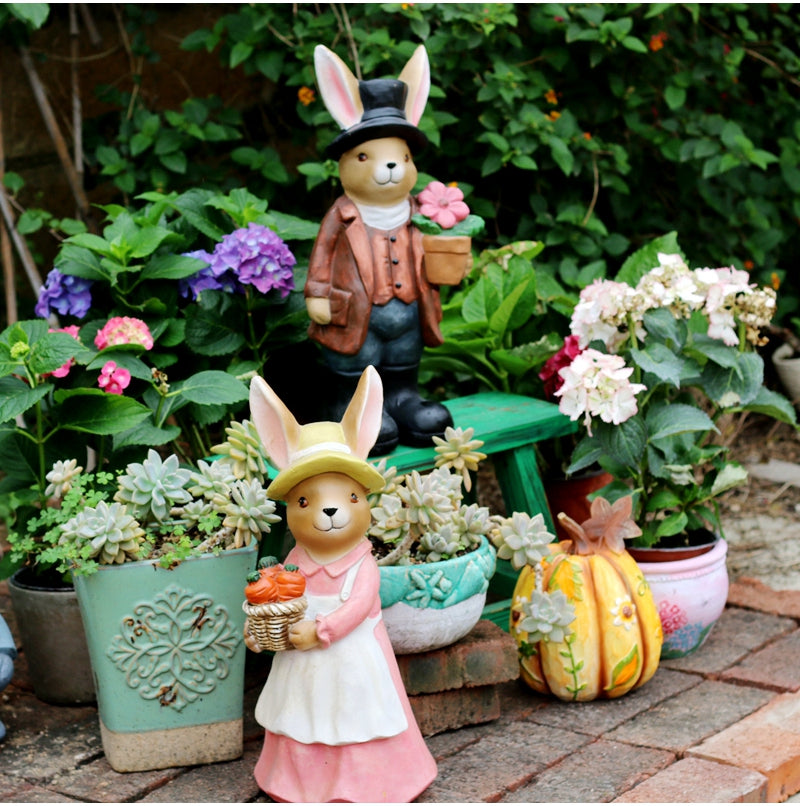 Garden Animal Sculpture Rabbit Statues. Garden Decor Ideas. Animal Statue for Garden Ornament. Villa Courtyard Decor. Outdoor Garden Decoration