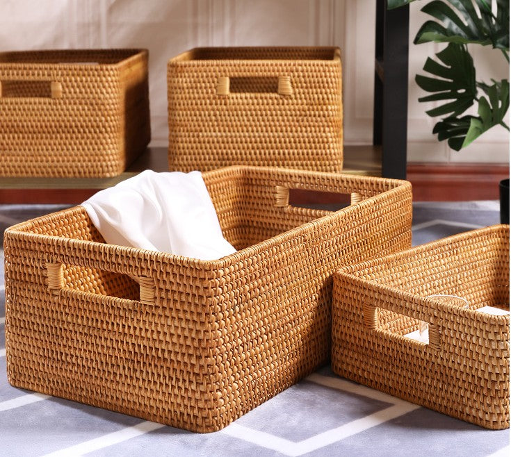 Extra Large Woven Baskets for Living Room, Rectangular Storage Basket for Bedroom, Storage Baskets for Shelves