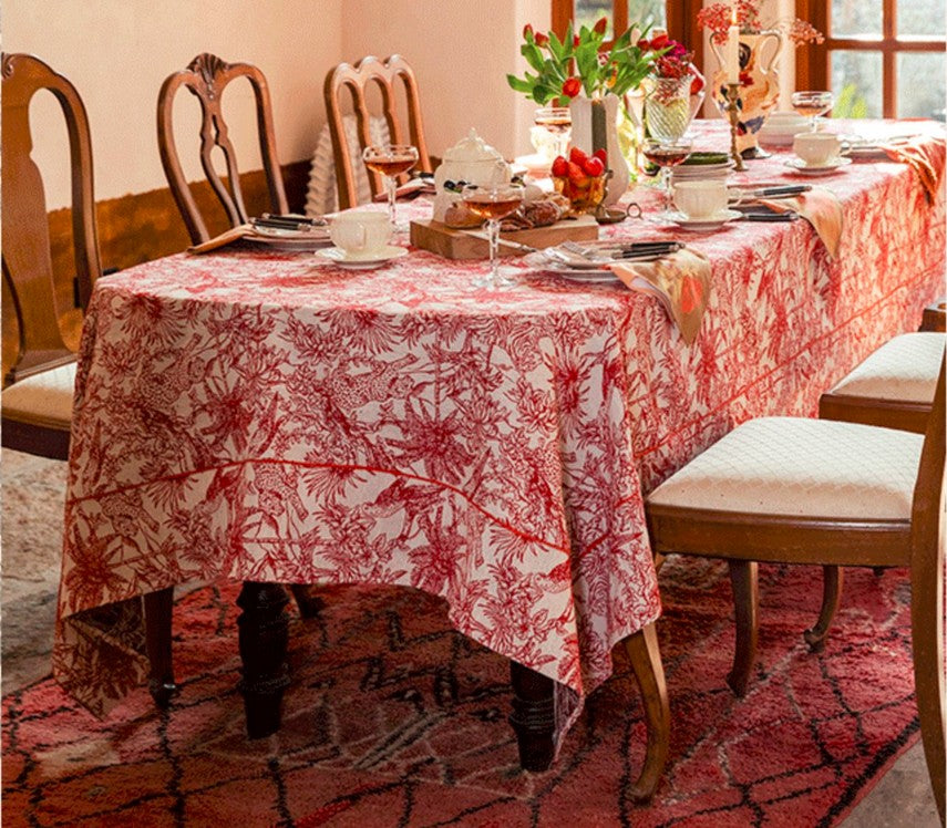 Modern Rectangle Tablecloth for Dining Room Table, Jungle Animals Leopard Parrot Pattern Tablecloth for Home Decoration, Large Square Tablecloth, Christmas Tablecloth