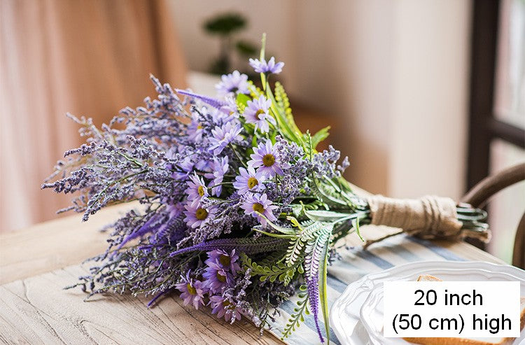 Myosotis Lovegrass, Daisy, Salvia, Beautiful Spring Flower Arrangement for Living Room, Ctreative Modern Artificial Floral for Home Decoration