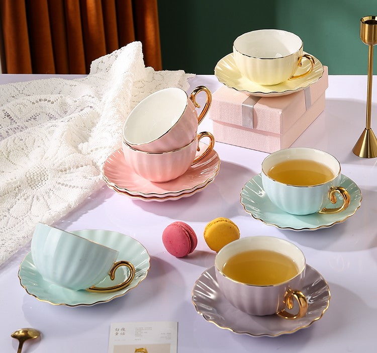 Unique Tea Cups and Saucers in Gift Box as Birthday Gift, Elegant