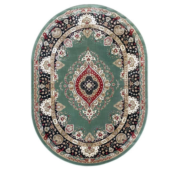 Large Royal Flower Pattern Floor Rugs in Bedroom, Luxury Thick and Soft Green Rugs for Living Room, Oriental Floor Carpets under Dining Room Table