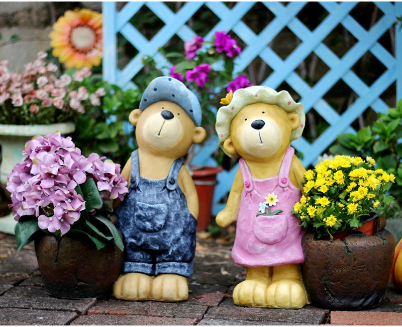 Garden Animal Sculpture Bear Statues. Garden Decor Ideas. Outdoor Garden Decoration. Animal Statues. Garden Ornament. Villa Courtyard Decor