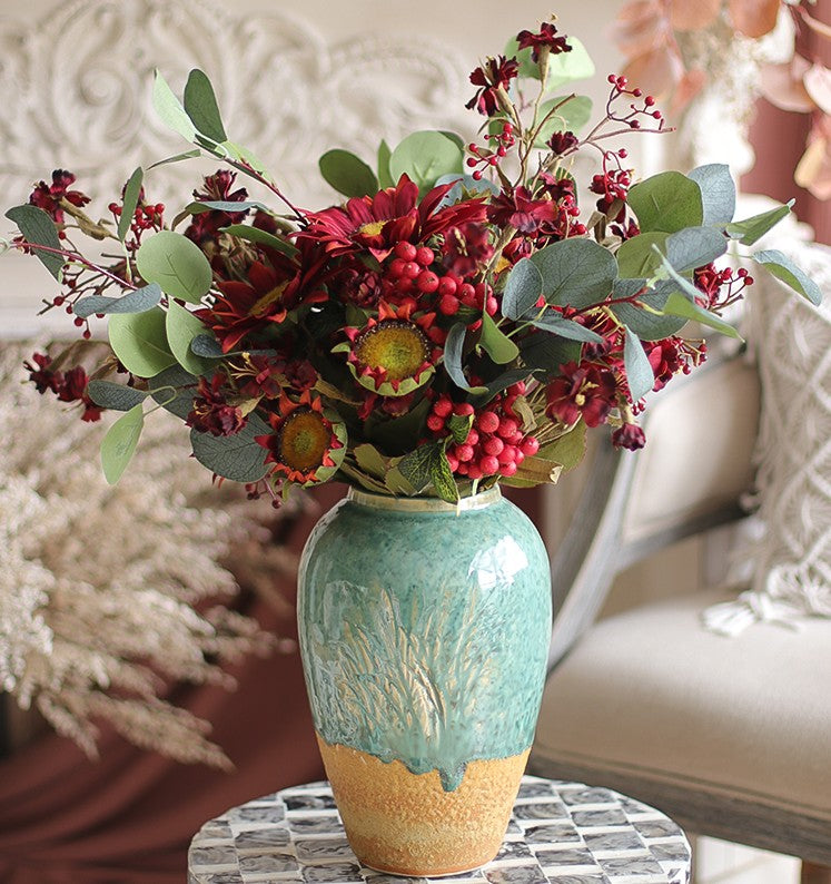 Large Bunch of Autumn Flowers. Unique Floral Arrangement for Home Decoration. Table Centerpiece. Real Touch Artificial Flowers for Living Room