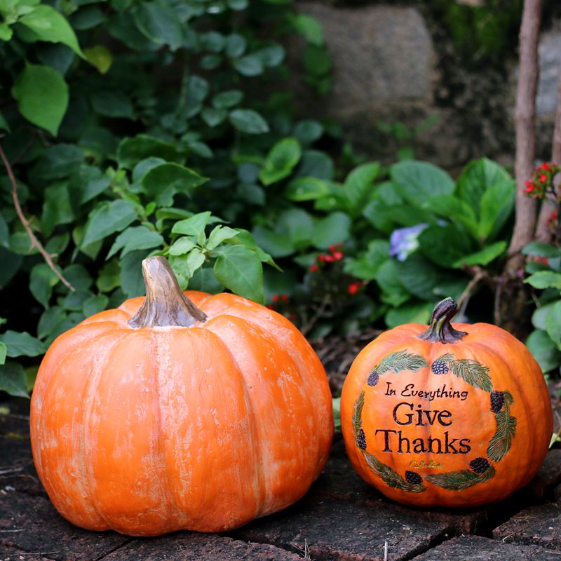 Large Thanksgiving Pumpkins for Garden Ornaments, Cute Resin Pumpkins for Garden Courtyard Ornament, Villa Outdoor Decor Gardening Ideas