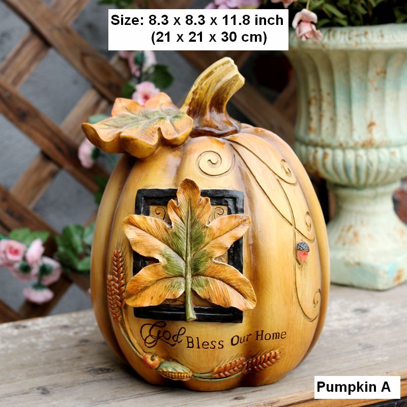 Large Thanksgiving Pumpkins for Garden Ornaments, Cute Resin Pumpkins for Garden Courtyard Ornament, Villa Outdoor Decor Gardening Ideas