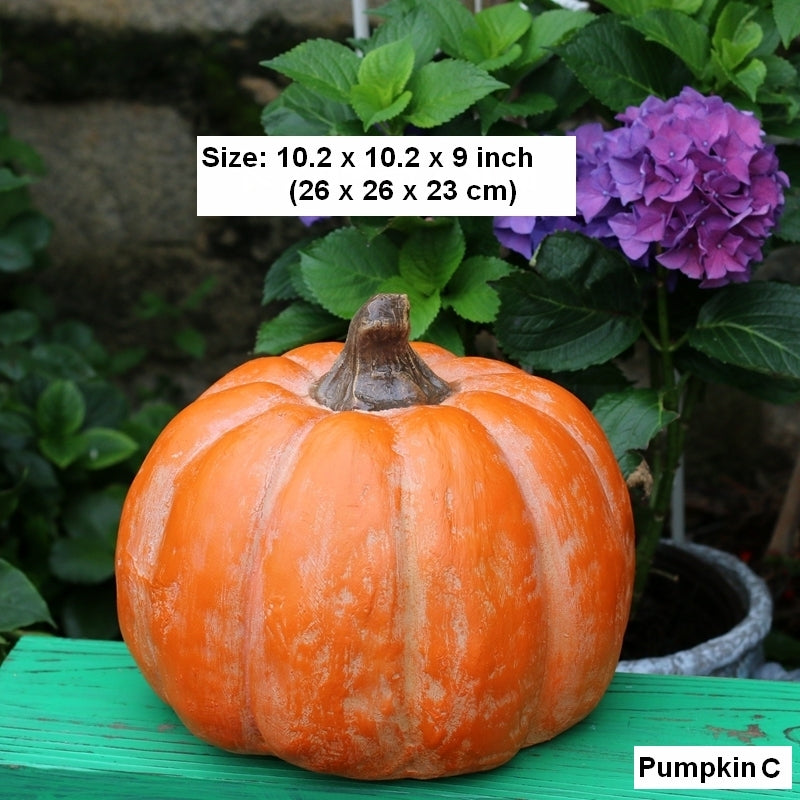 Large Thanksgiving Pumpkins for Garden Ornaments, Cute Resin Pumpkins for Garden Courtyard Ornament, Villa Outdoor Decor Gardening Ideas