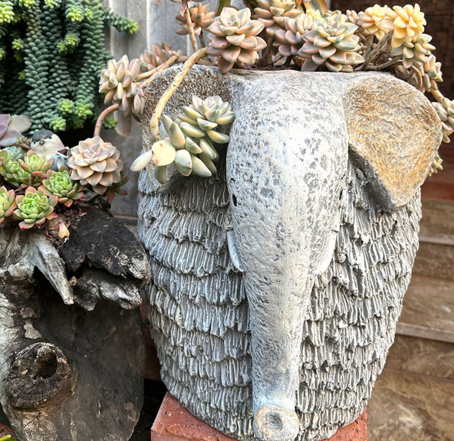 Large Elephant Flowerpot, Resin Statue for Garden, Modern Animal Statu –
