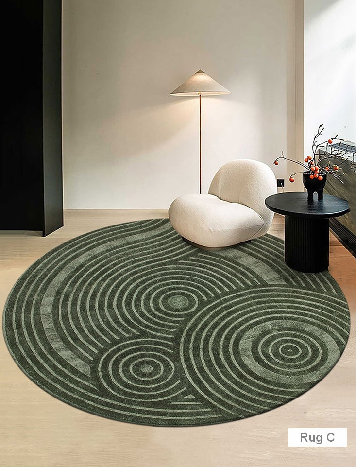 Geometric Modern Round Rugs, Modern Wool Rugs under Coffee Table, Cont ...