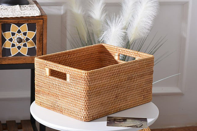 Extra Large Woven Baskets for Living Room, Rectangular Storage Basket for Bedroom, Storage Baskets for Shelves