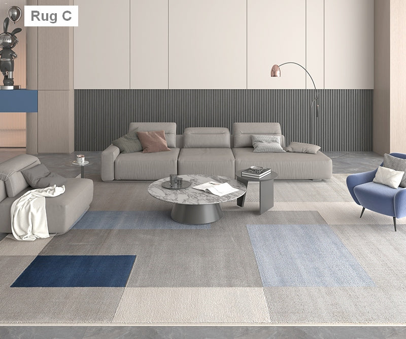 Large Modern Area Rugs for Living Room, Grey Blue Contemporary Modern Rugs, Modern Rugs under Dining Room Table, Large Geometric Carpets