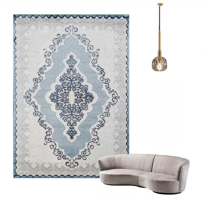 Dining Room Area Rugs, Large Rustic Rugs for Master Room, Blue Floor C